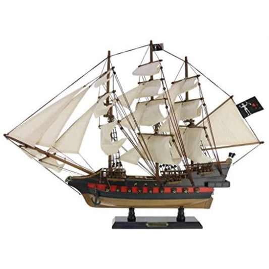 Handcrafted Nautical Decor Wooden Blackbeard's Queen Anne's Revenge White Sails Limited Model Pirate Ship