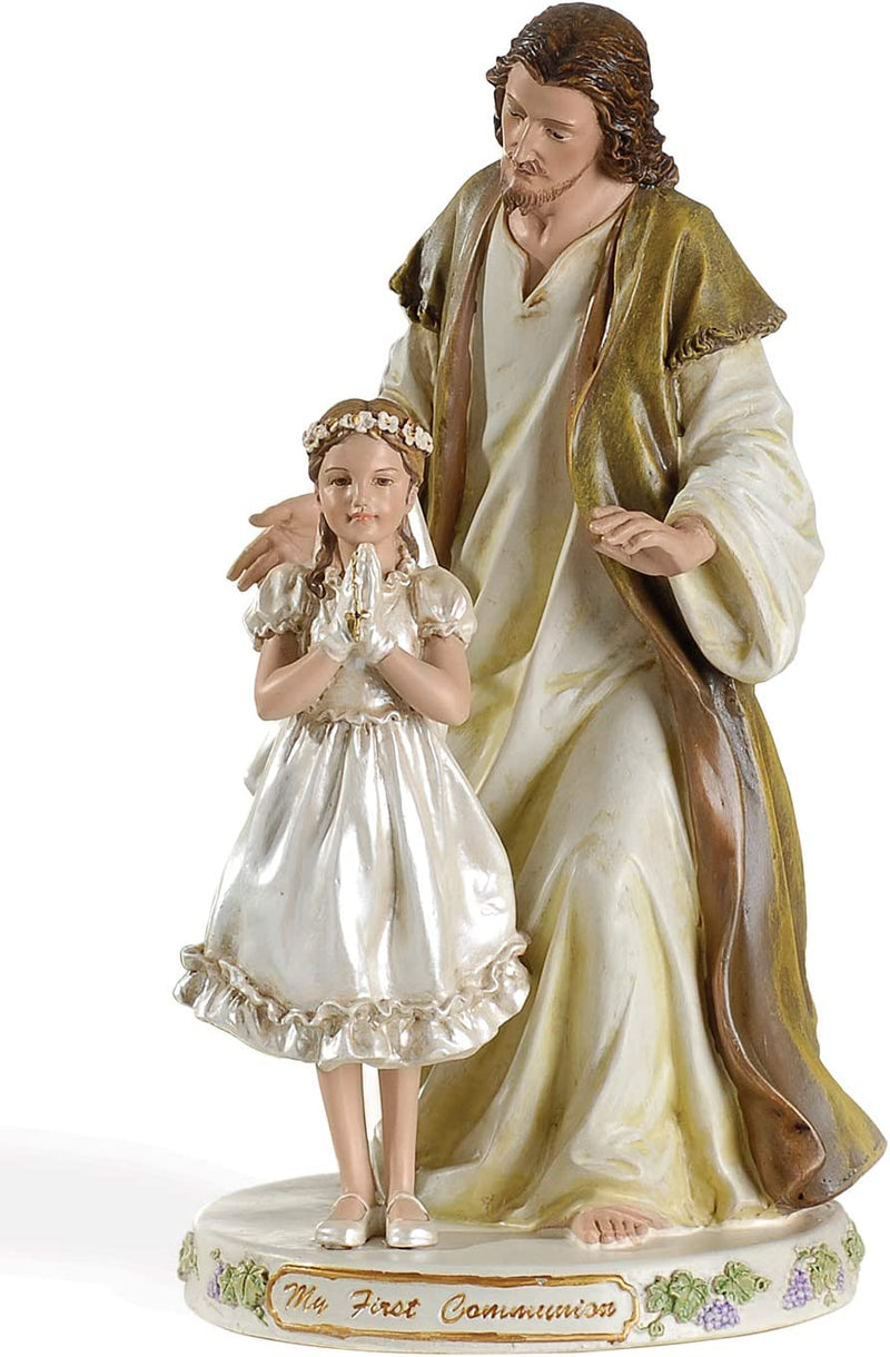 9.5 Jesus With Praying Girl Figurine Joseph&