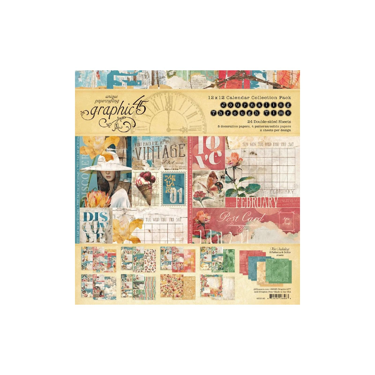 Graphic 45 Sheet Paper, 12x12 inches, ivory