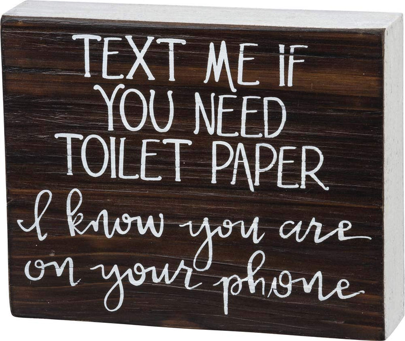 Primitives by Kathy 104748 Box Sign - On Your Phone, 7.5x6 inches, Wood, White