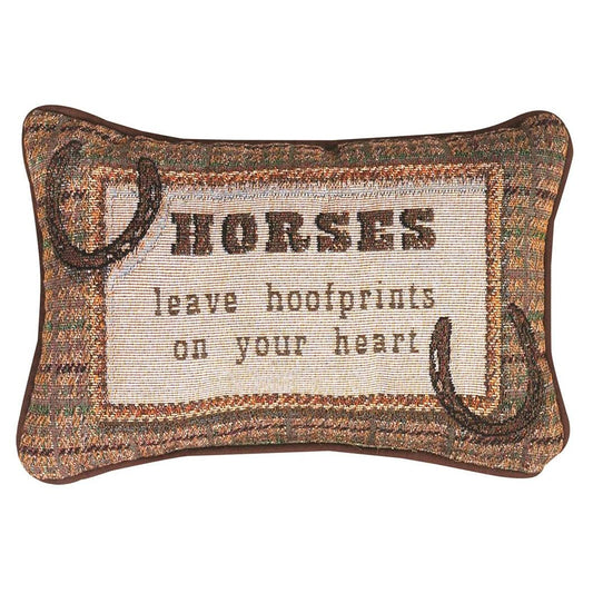 Manual Horses Leave Hoofprints On Your Heart Tapestry Pillow Jacquard Woven Fashionable Design 12.5 X 8.5 in.