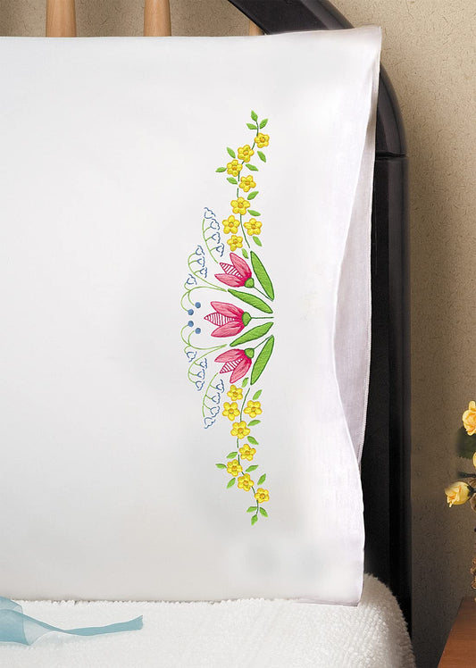 Design Works Crafts Tobin Tulip Time Stamped for Embroidery Pillowcases