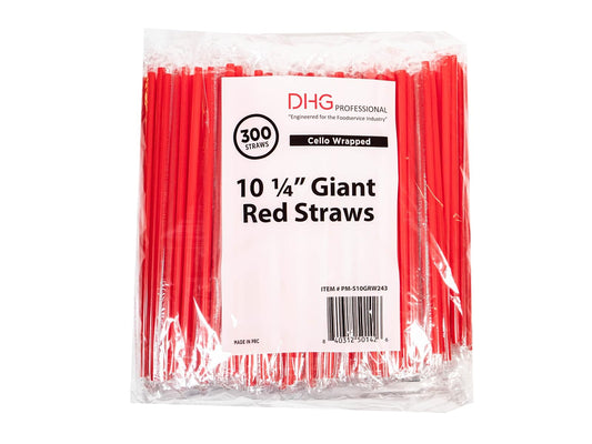 10-1/4 Inch Plastic Drinking Straw 7.5mm Pack of 300 Counts Red Plastic Straw