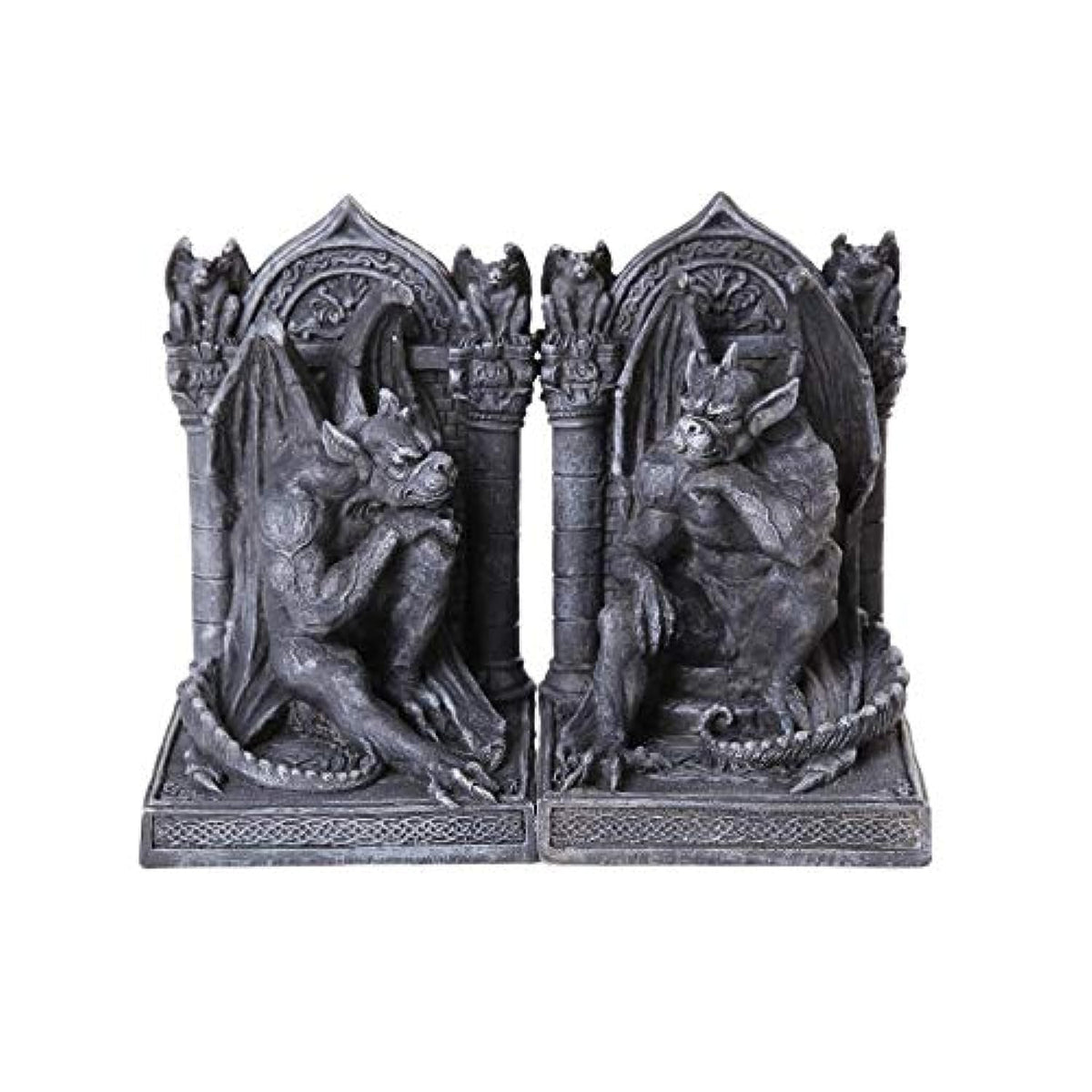 Pacific Trading Giftware Gothic Thinker Gargoyle Sculpture Stone Finish Book Ends Set 6.75 Inches Tall