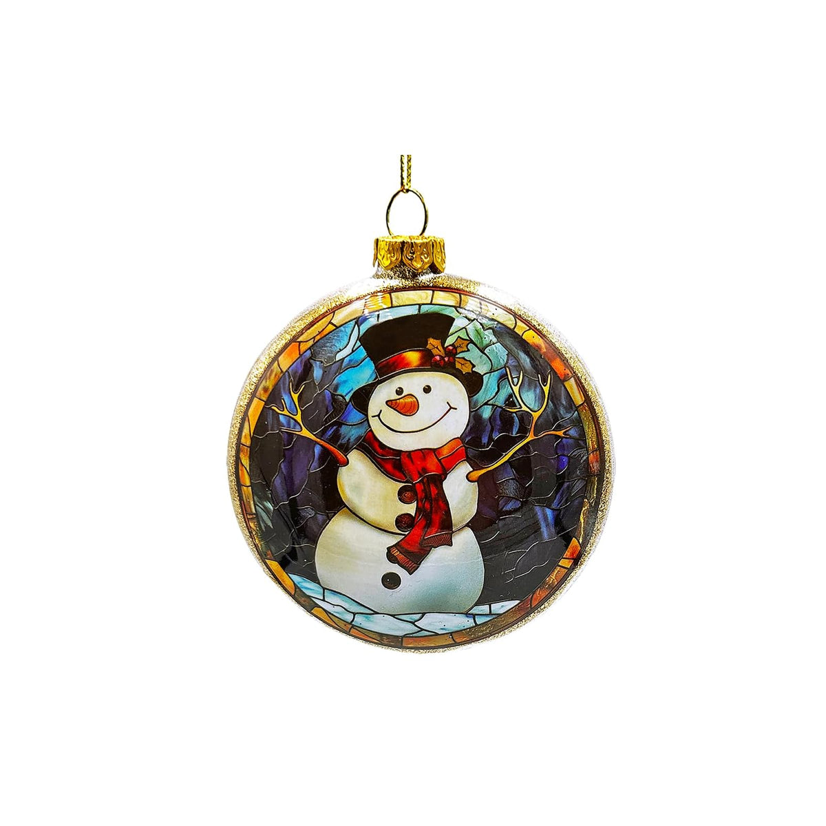 OrnamentallyYou Hanging Ornament, Festive Snowman Stained Glass Christmas Orname
