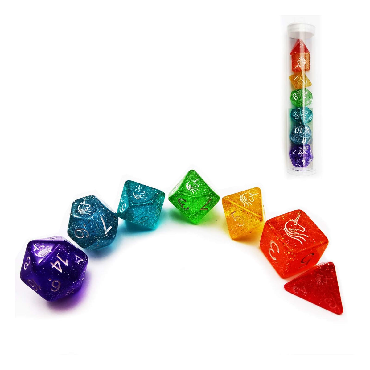BESCON DICE Game Dice, 16mm, Unicorns Rainbow Set