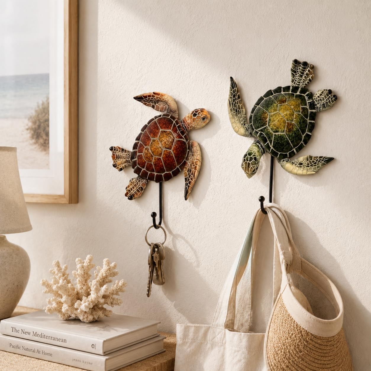 Comfy Hour Ocean Voyage with Sea Turtles Collection 5" Set Turtle Coastal Ocean Theme Decorative Wall Hanger, Polyresin