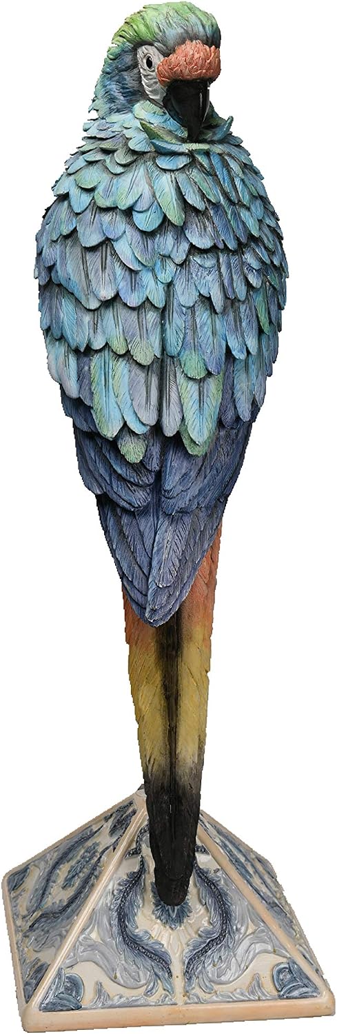 Comfy Hour Farmhouse Home Decor Collection Resin Macaw On Metal Pole Decor 26" Art Statue