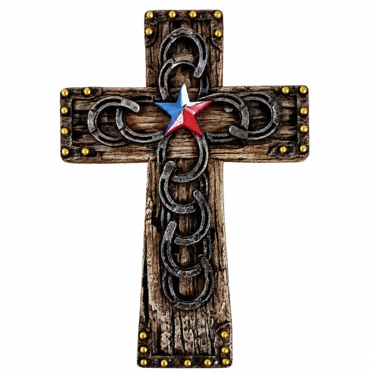 Comfy Hour 9.7 Inch Western Cross Wall Decor, Horseshoe Cross, 1 Piece