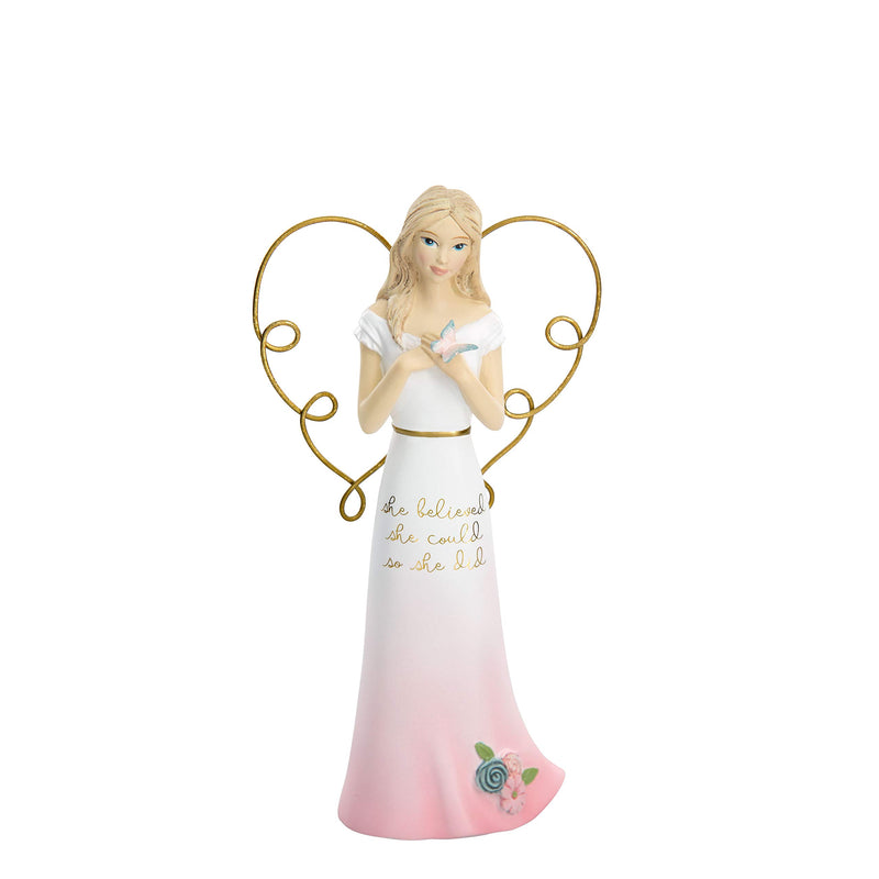 Pavilion Gift Company Believed She Could So She Did-5.5 Inch Collectible Angel Figurine, Pink