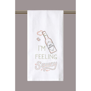 Peking Handicraft Towel, 25 inches, White With Red & Green Accents