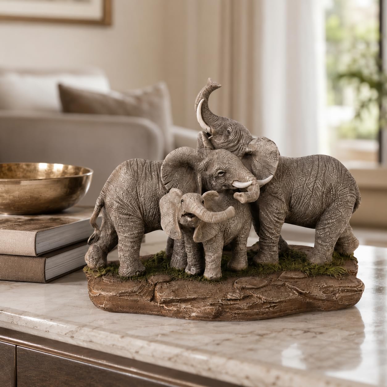 Comfy Hour 9.2 Inch Elephant Statue, Family Decor, Set of 1