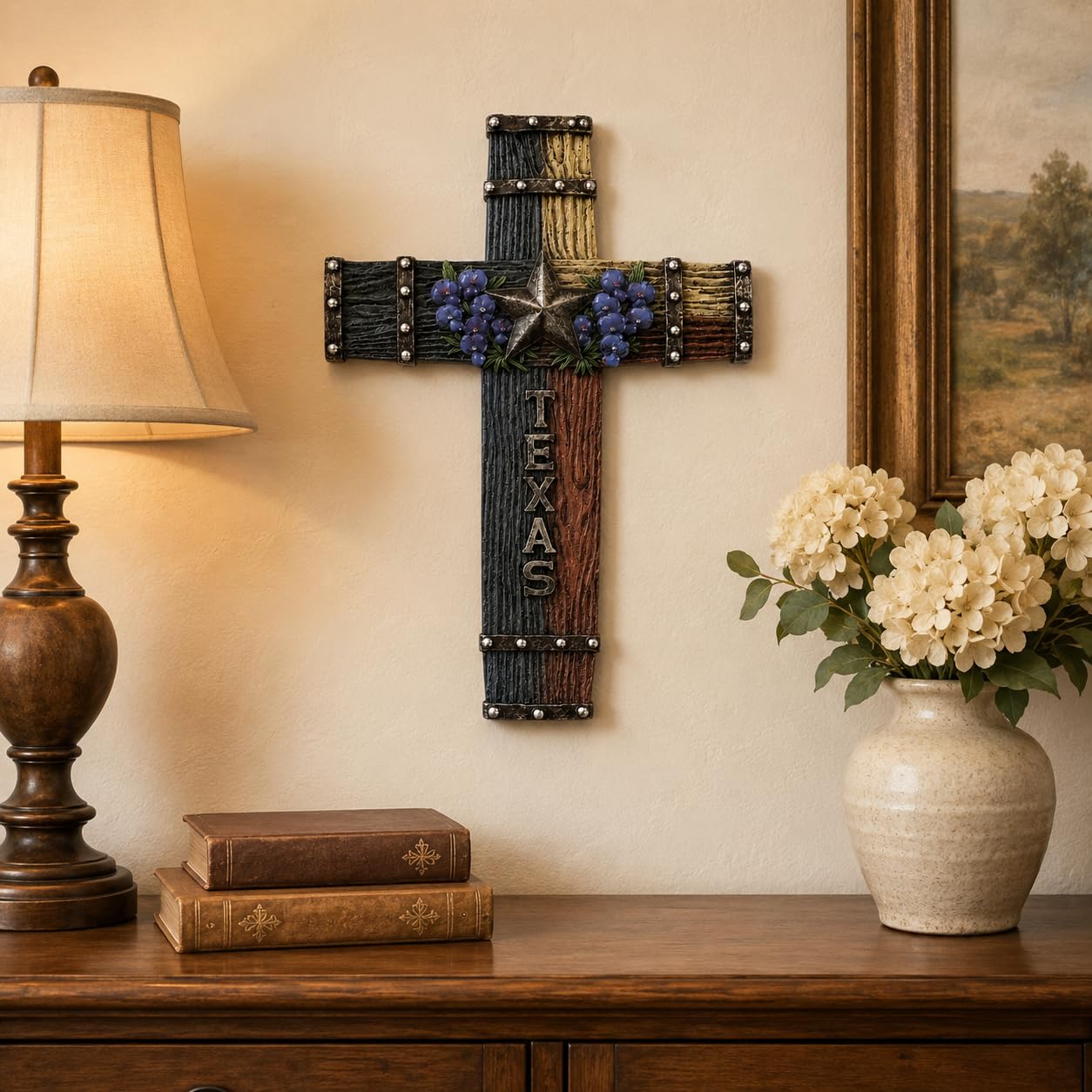 Comfy Hour 14 Inch Texas Cross for Wall, Lone Star Decor, 1 Piece