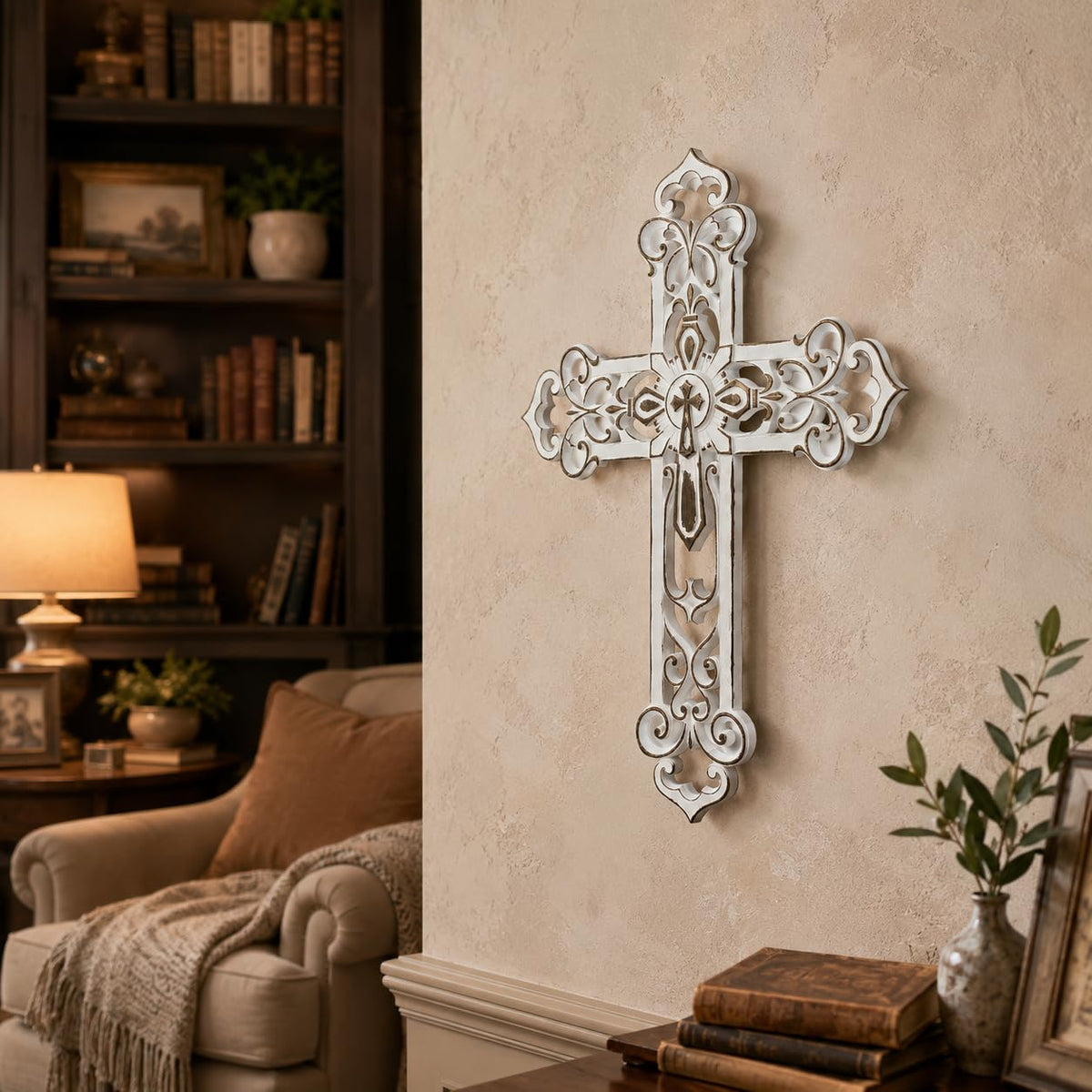 Comfy Hour Wall Art, 2"L x 10.2"W, Antique White