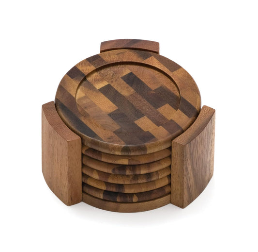 Lipper International Coasters Acacia Set of 6