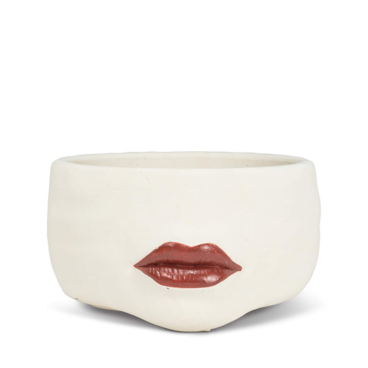 Abbott Collection Home 27-RUBYWOO-439 Low Lip Planter, Ivory/red