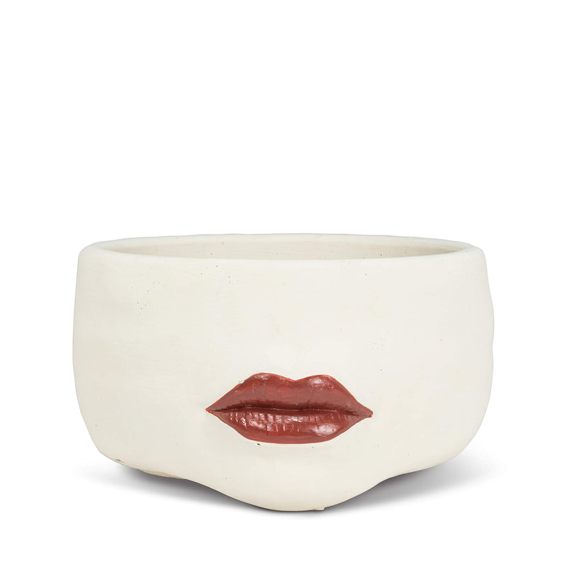 Abbott Collection Home 27-RUBYWOO-439 Low Lip Planter, Ivory/red