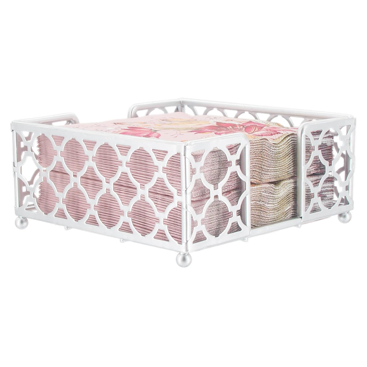 Boston International Napkin Holder, Cocktail, Silver Trellis