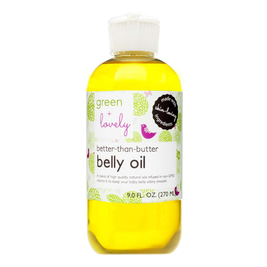 Green+Lovely Better than Butter Belly Oil Pregnancy Stretch Mark Prevention Enhanced Vitamin E Skin Elasticity Flat Tummy Must Have, 9 Fl Oz Unscented