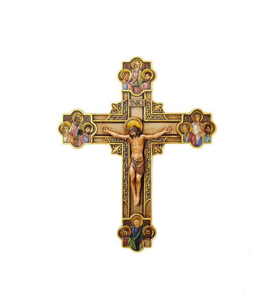 Renaissance Collection Joseph's Studio by Roman Exclusive Wall Cross Depicts Jesus Framed in Gold Scrollwork Surrounded by The 12 Apostles 12-Inch