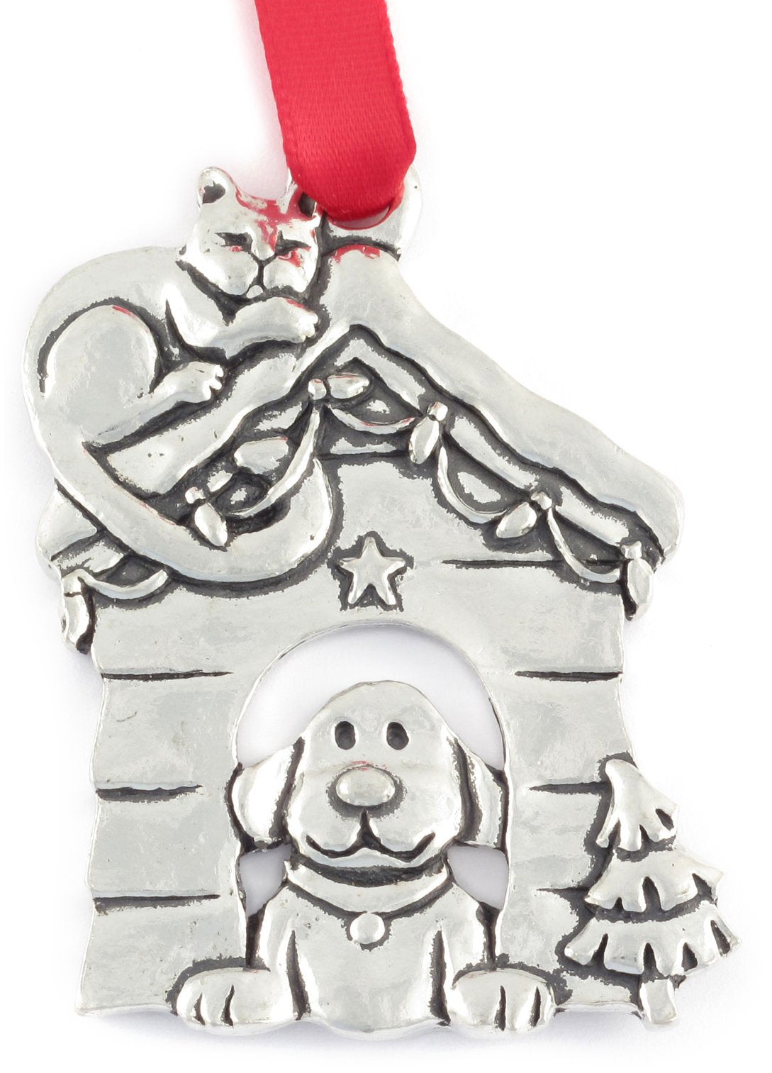 Basic Spirit Doghouse Global Giving2-1/2-Inch Pewter Ornament