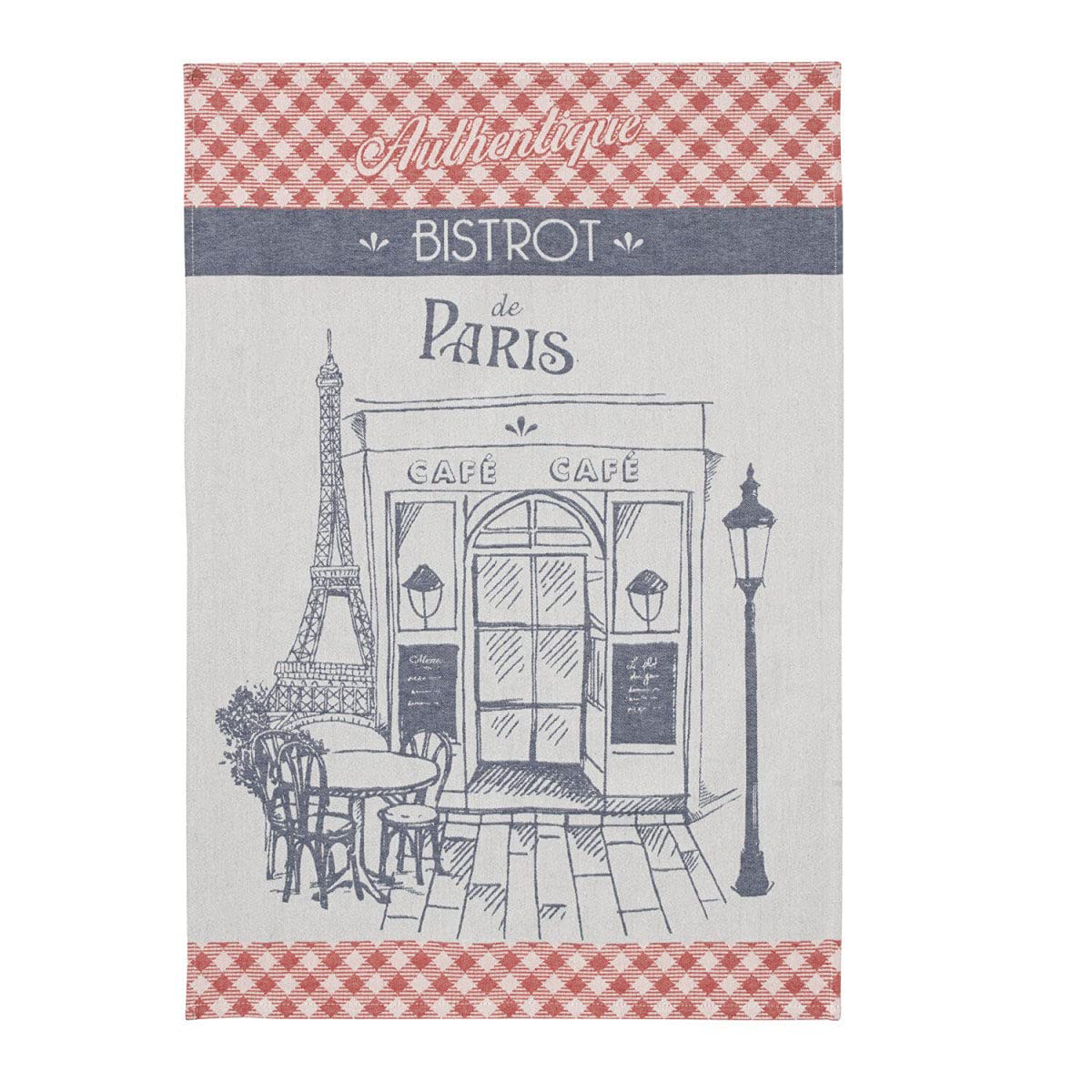 Coucke French Cotton Jacquard Towel, Bistrot Authentique, 20-Inches by 30-Inches, Red, 100% Cotton