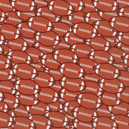 Boston International IHR 3-Ply Paper Napkins, 20-Count Cocktail Size, Football Red Brown