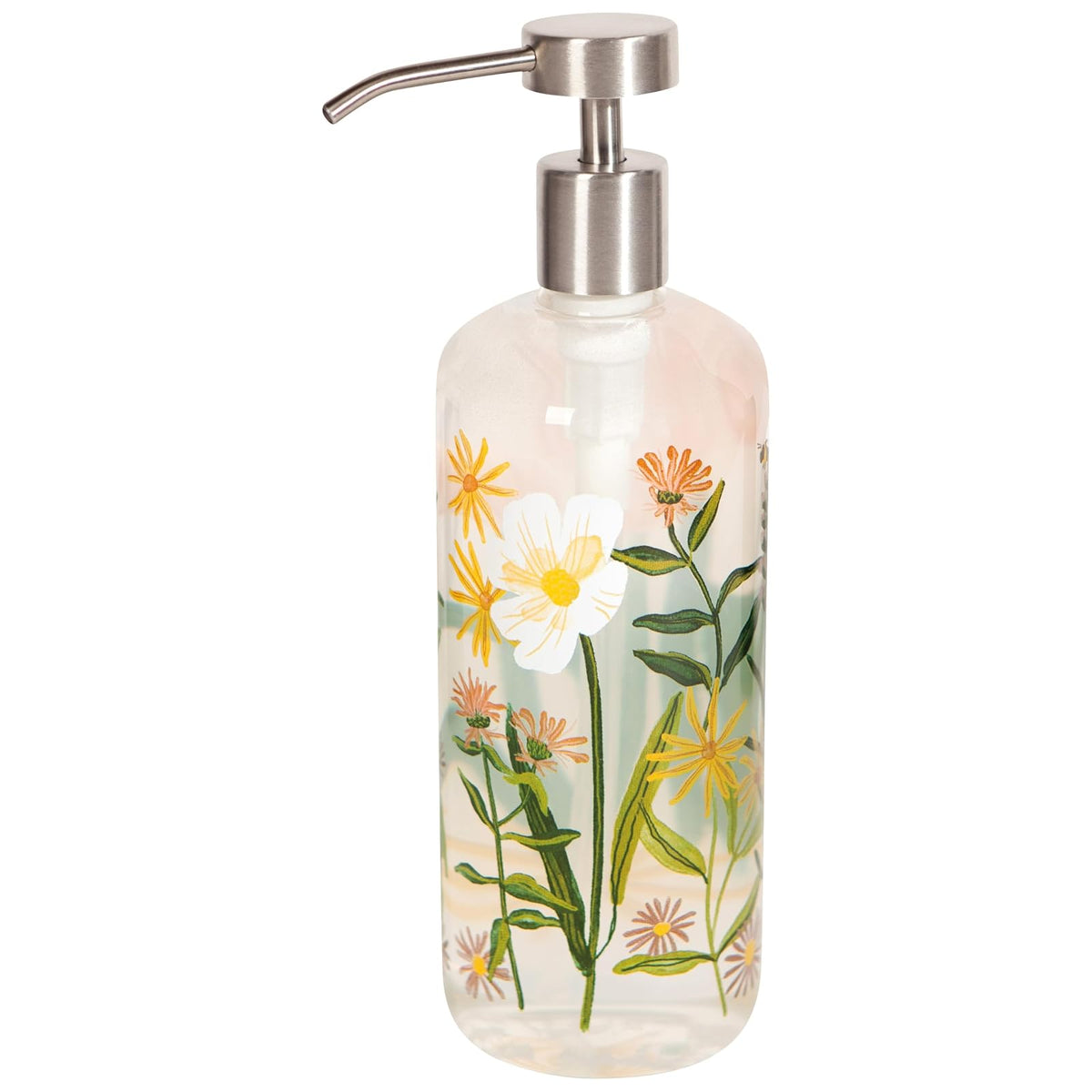 Now Designs Pump Dispenser, DIA2.75 x H8.5in, Bees & Blooms
