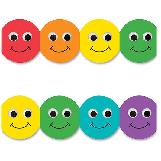 Hygloss Products Smiley Face Die-Cut Bulletin Board Border ‚Äì Classroom Decoration ‚Äì 3 x 36 Inch, 12 Pack