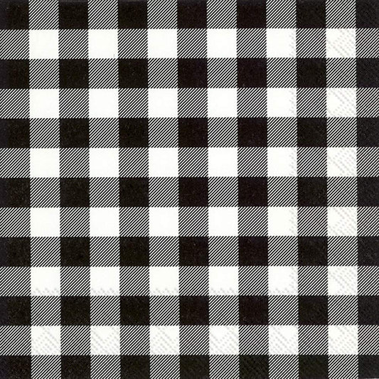 Boston International IHR 20-Count Luncheon 3-Ply Paper Napkins, 6.5 x 6.5-Inches, Buffalo Check Black