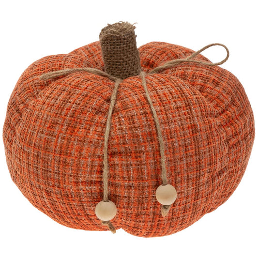 Boston International Plush Pumpkins Fall & Autumn Tabletop Shelf D‚àö¬©cor, 8.5", Burnt Orange Plaid