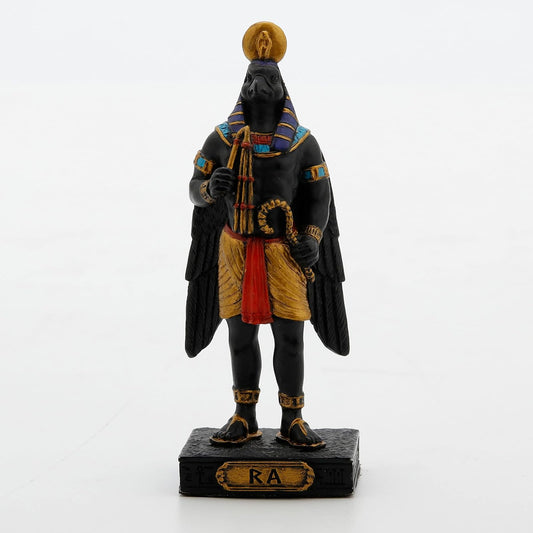 Unicorn Studio Veronese Design 3 1/2" Tall Egyptian Gods Miniature Collectible Resin Figurine (Ra, Multicolor)