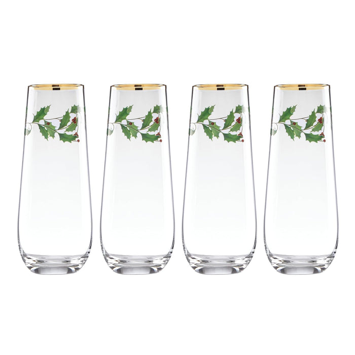 Lenox 889237 Holiday 4-Piece Stemless Wine Glasses