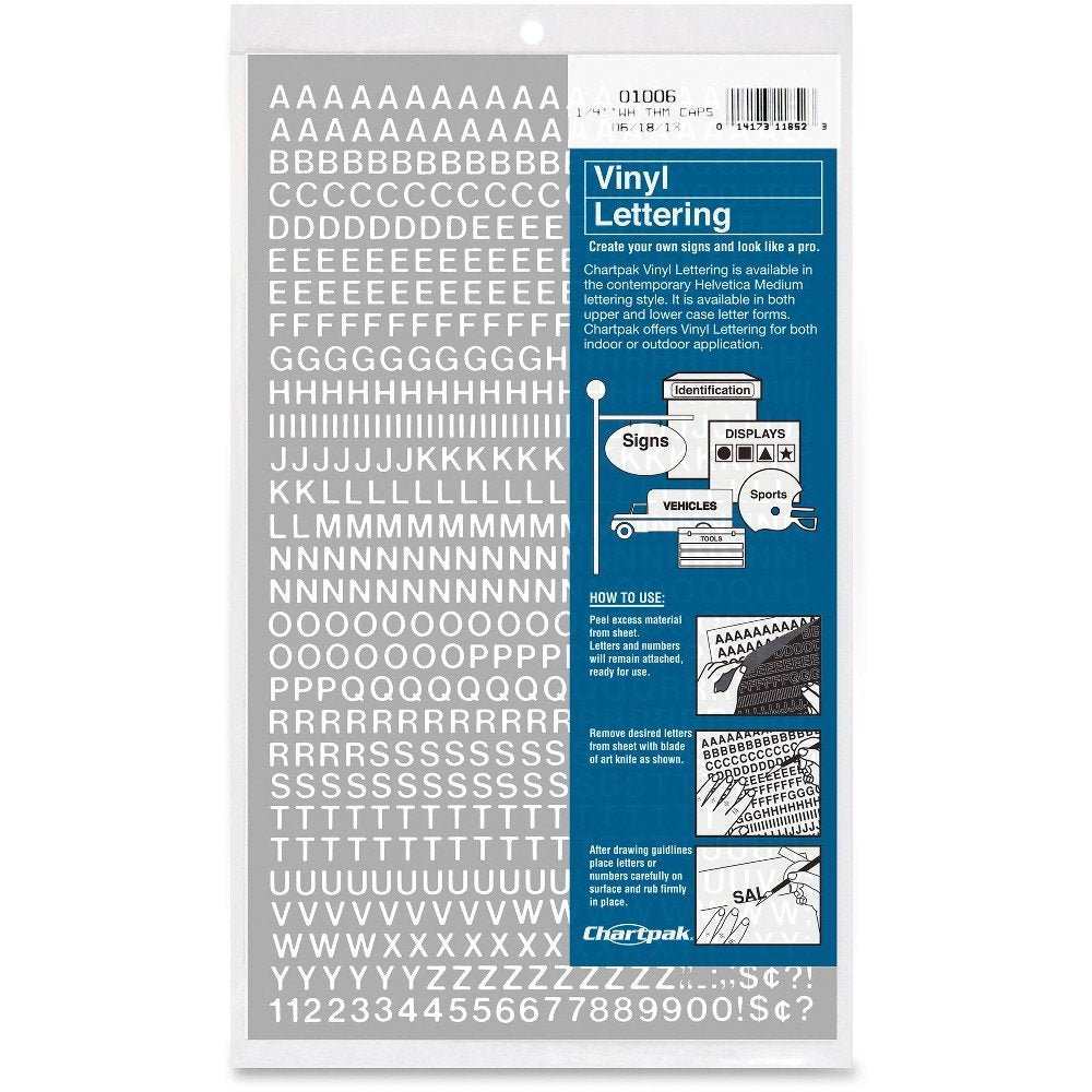 Chartpak Signage, 1/4 Inch High, White