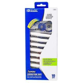 BAZIC Correction Tape Jumbo 5 mm x 394", Easy to Use Applicator White Out for Instant Corrections for Office School & Home (10/Pack)