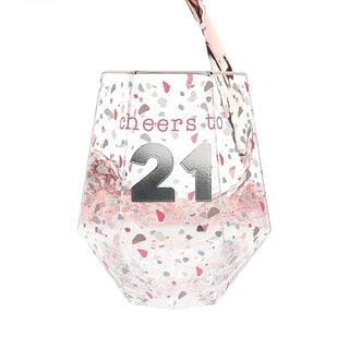 Pavilion Gift Company Drinking Cup, 16 Ounces, Silver and pink