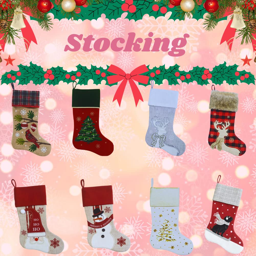 Comfy Hour Winter Holiday Home Collection 20" Winter Christmas Snowflake Stocking Red, Polyester