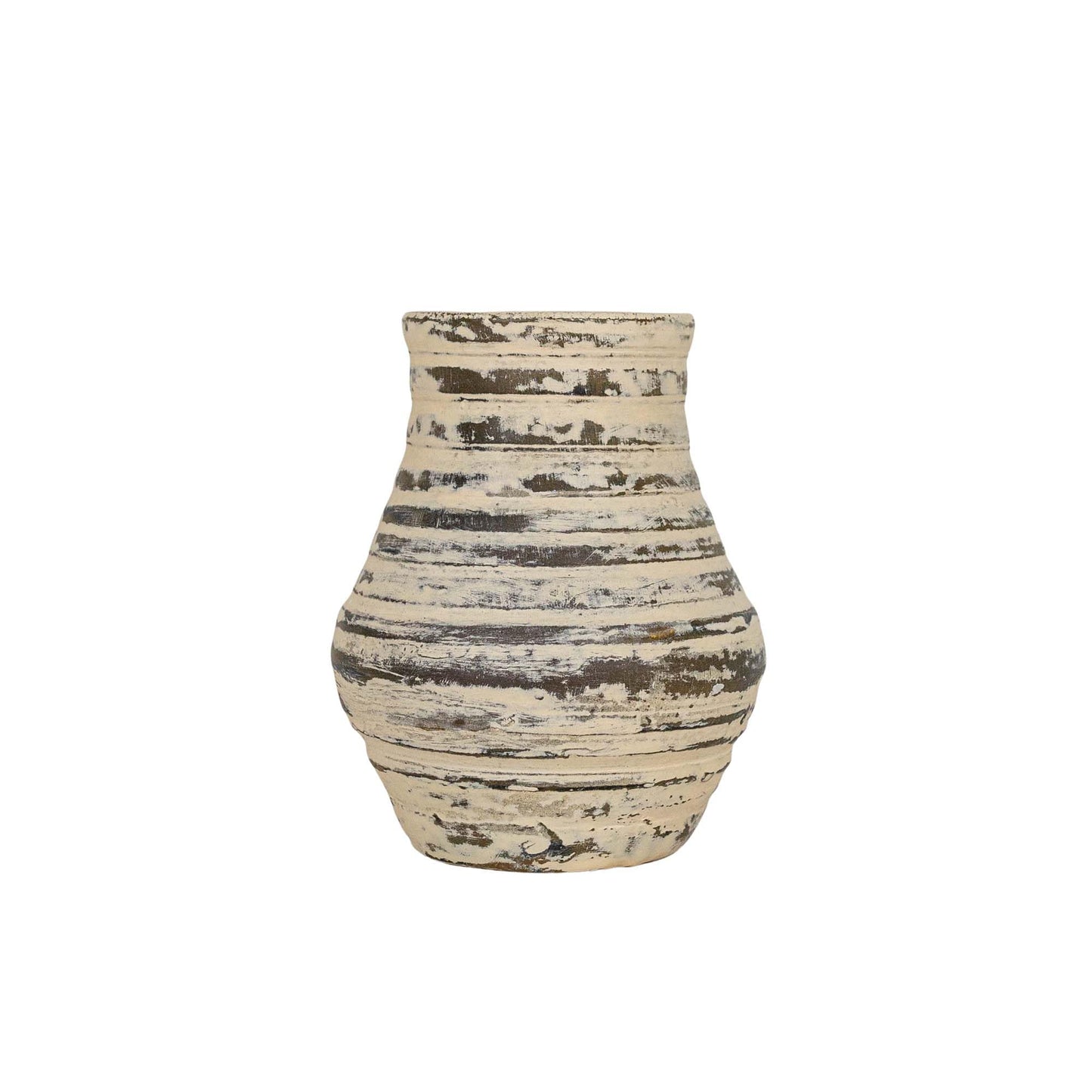 Foreside Home & Garden Distressed Ribbed Bud Vase Cream Terracotta