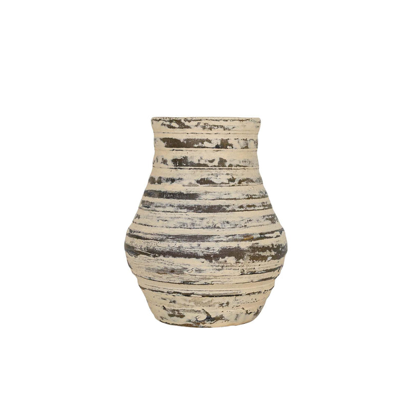 Foreside Home & Garden Distressed Ribbed Bud Vase Cream Terracotta