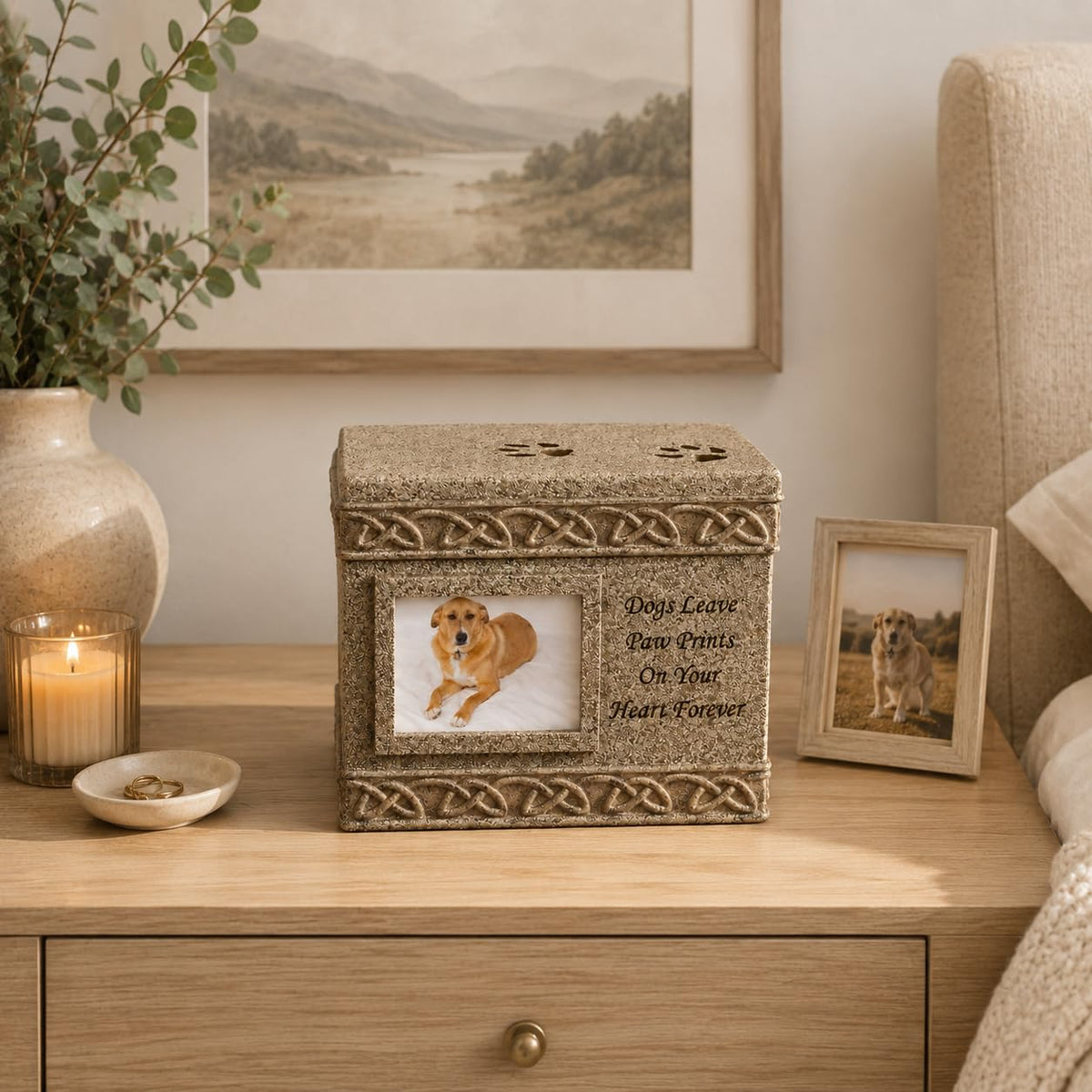 Comfy Hour 6 Inch Pet Urn for Dogs Ashes, Photo Frame Memorial