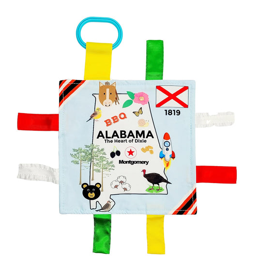 Baby Jack Alabama Bama Baby Tag Crinkle Me Stroller Toy Lovey for Tummy Time, Sensory Play, Traveling and Photography