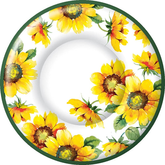Boston International IHR Round Dinner Paper Plates, 10.5-Inches, Colourful Sunflowers