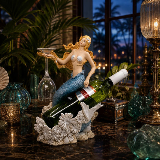 Comfy Hour 13 Inch Mermaid Wine Bottle Holder, Nautical Decor