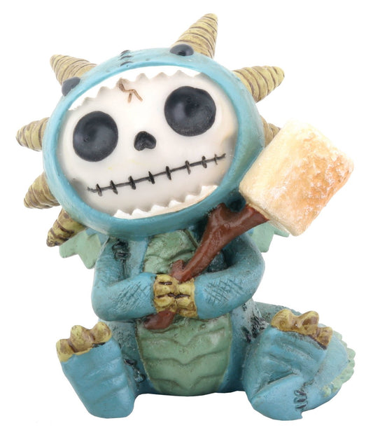 Pacific Trading SUMMIT COLLECTION Furrybones Scorchie Signature Skeleton in Blue Dragon Costume Holding Stick of Roasted Marshmallow
