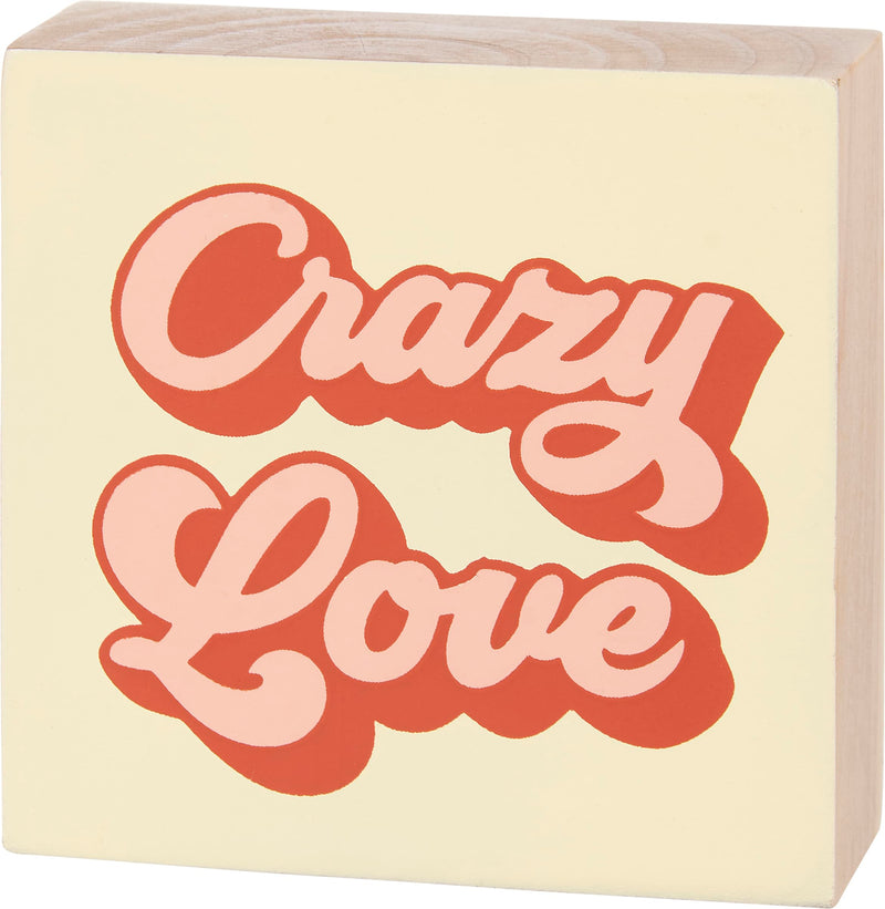 Primitives by Kathy Crazy Love Block Sign | Pre-drilled Keyhole | 3" x 3"
