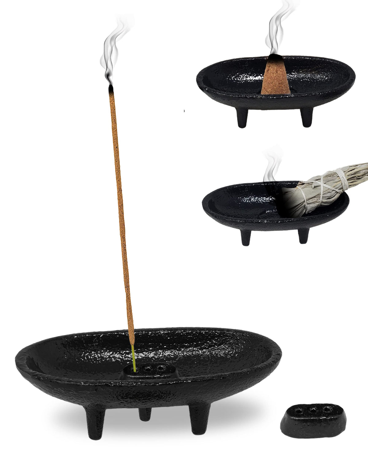 New Age Imports, Inc. Incense Holder, 4"L, Black