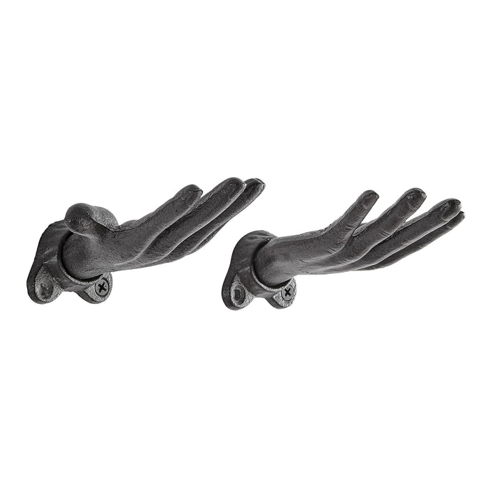 Danya B. "Palms Up" Dark Brown Cast Iron Wall Mount Hook Set (Set of 2), Entryway Hooks or Unique Room D‚àö¬©cor for Hanging Coats, Purses, Scarves, or Jewelry