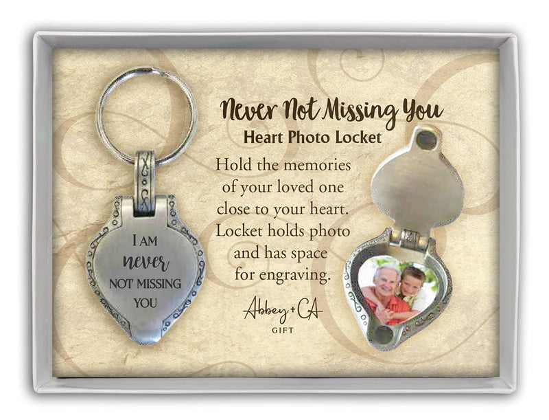 Abbey & CA Gift Never Not Missing You Photo Heart Locket Key Ring, One Size, Multi