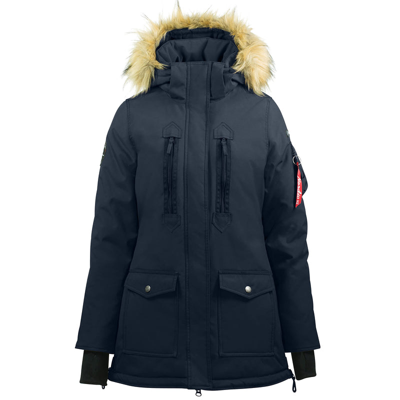 HORZE Womens Brooke Long Parka Jacket - Dark Navy - 6