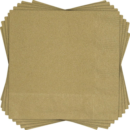 Unique Industries Gold Beverage Napkins, 20ct